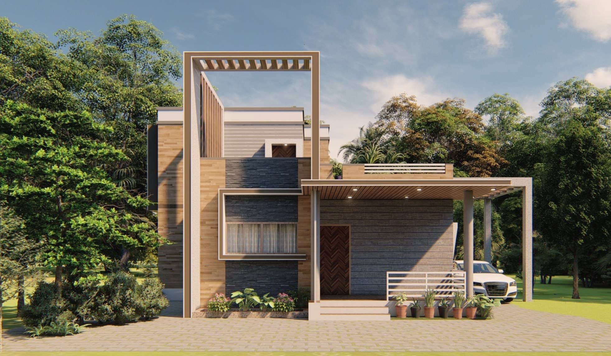Timber and stone private residence, Nashik